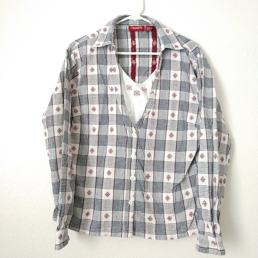 FLAW Company One Shirt Blue Red Attached White T-shirt Underneath XL Chest 40"